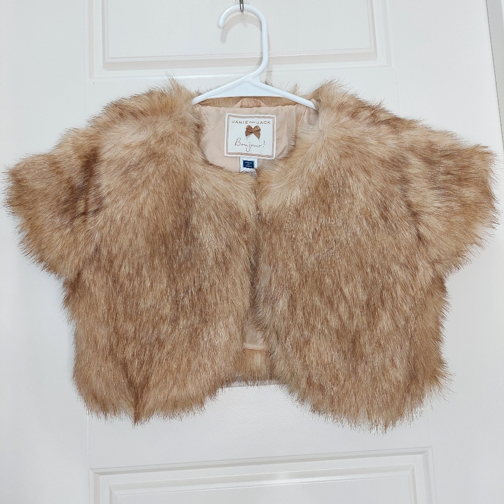 Janie and Jack Faux Fur Shrug Bolero 7 to 8 years Tan